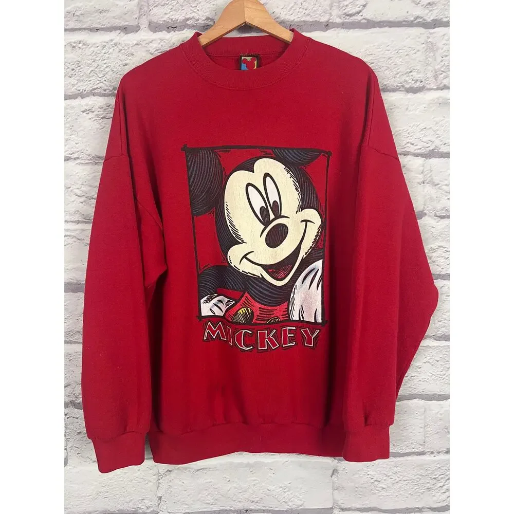 Vintage Disney Unisex XL‎ 90s Retro Kidcore Grunge Mickey Pullover Sweatshirt